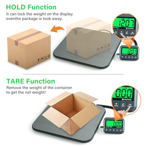 UNIWEIGH Digital Postal Scale 440lb/0.35oz Accuracy for Shipping Packages | Hold/Tare/Count,Commercial Package Scale for Small Business,Postage Scales for Small Business.Luggage and Home Use,Grey