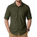 Men's Sun Protection Safari Fishing Shirts Long Sleeve UPF50+ UV Quick Dry Lightweight Cooling Hiking Travel - color: Olive Green, size: X-Large