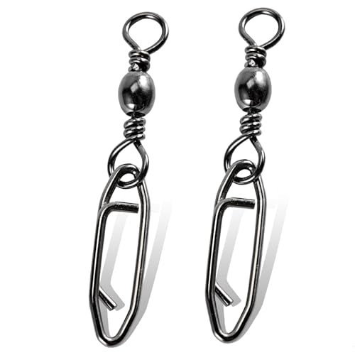 QISHUO High Strength Fishing Swivels Stainless Clips Steel Snap Swivels Barrel Connector Saltwater Swivel Fishing Rolling Black Nickel - size: Size 2/0+L (88lb) 25 pcs
