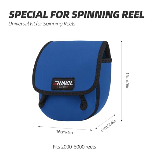 RUNCL Spinning Reel Bag – Protective Storage Pouch for Baitcasting Reels & Spinning Reels, Lightweight & Durable, Ideal for Freshwater & Saltwater Fishing Trips (Blue & Black) - color: S-Blue & Black