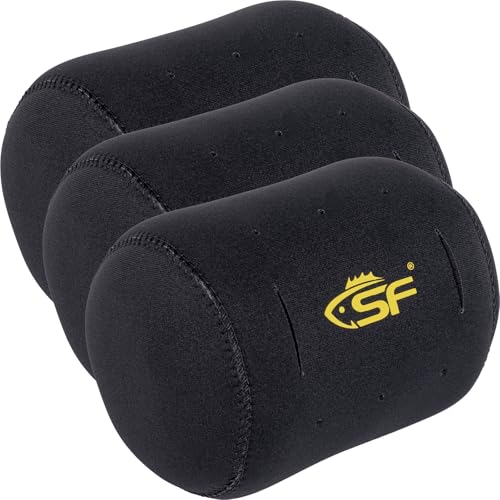 SF Neoprene Conventional Reel Covers Round Reel Case Protective Cover Shield Pouch, XXS/XS/S/M/L/XL/XXL Size, Black - color: Black-3Pcs-L