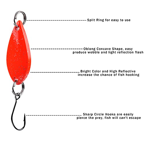 Trout Spoons Fishing Spoons Lures Kit,12pcs Trout Lures Single Hook Hard Metal Baits Mini Fishing Jigs Casting Trolling Spoon Lure for Crappie Char Perch Sunfish Trout - color: Type C