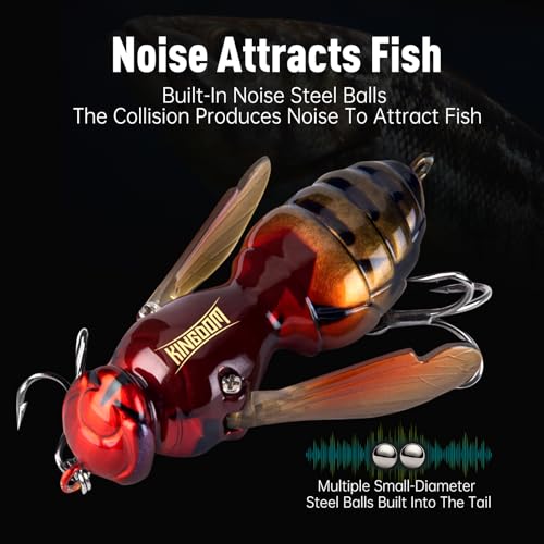 Kingdom Wasp Crawl Bait Insect Bionic Floating Fishing Lures Swimbaits Hard Artificial Baits Lure Freshwater and Saltwater Bass Carp Pike Walleye Fishing ABS Material Carbon Steel Three Book Hook - color: 12, size: 6.6g