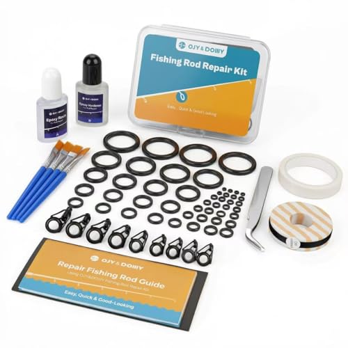 Fishing Rod Repair Kit,Fishing Pole Eyelet Ceramic Insert Eyes Repair with 52 Guide Rings and Supplies - color: 2 IN 1