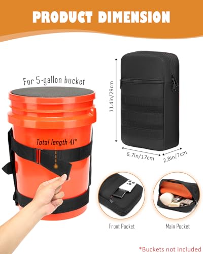 Backpack for 5 Gallon Buckets - Universal Bucket Organizer with Pocket for Hunting, Fishing, Apple Picking, Baseball & Ice Fishing, Black - color: Black