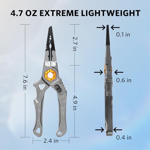 Saltwater Fishing Pliers, Split Ring Pliers for Fishing with Safety Lock, Fish Pliers with Sheath and Lanyard, Fishing Gifts for Men - color: D-gray