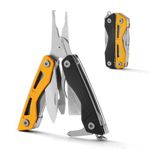 VIRENKNIFE Multitool,13-in-1 Stainless Steel Multi Tool Pliers with Pocket Knife,Bottle Opener，Screwdriver，Perfect for Camping, Outdoor and Everyday Use,Gifts for Men Dad（Black & Yellow） - color: Black & Yellow