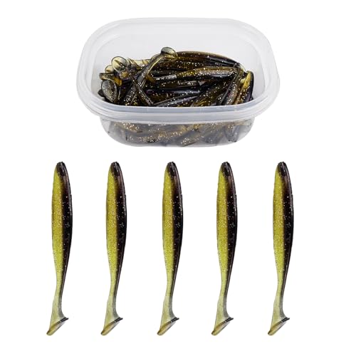 Paddle Tail Swimbaits FS/RE-10 | for Bass Fishing,14 Colors ,Fishing Lures with Flash Blade,Freshwater Saltwater ,Bass Bait,for Trout Catfish Pike - color: Color K, size: 7cm,50pcs