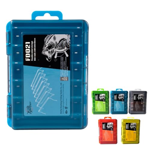 Waterproof Double-Sided Fishing Tackle Storage Box – Small Blue Lure Organizer for Hooks, Accessories & Terminal Tackle, Portable & Clear Case - color: Blue, size: Small