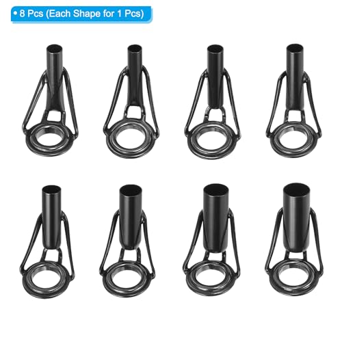 PATIKIL Fishing Rod Tip Repair Kit Stainless Steel Ring Guide for Saltwater Freshwater Fishing - color: Black,Black