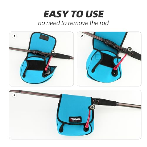 RUNCL Spinning Reel Bag – Protective Storage Pouch for Baitcasting Reels & Spinning Reels, Lightweight & Durable, Ideal for Freshwater & Saltwater Fishing Trips (Sky Blue& Black) - color: S-Sky Blue& Black