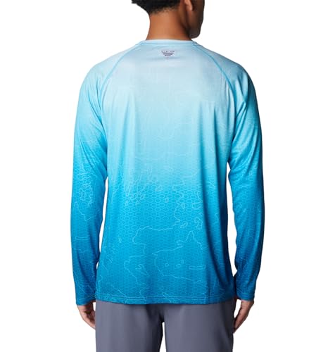 Columbia Men's Super Terminal Tackle PFG Super Fade Long Sleeve - color: Ocean Blue Techcamo/Bathymetric Sf, size: Large