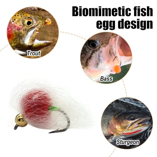 Fly Fishing Flies Kit,24 PCS Brass Beadhead Bug Egg Floating Fly Lure for Bass Trout Salmon Fishing Steelhead - color: Model B