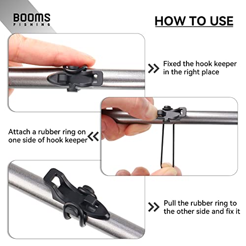Booms Fishing Hook Keeper for Fishing Rod, HK1S Fishing Bait Holder with 2 Sizes Rubber Rings, 10 Sets or 20 Sets Options - style: 10 Sets