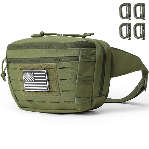 Tactical Sling Bag, Fanny Pack,2in1,CCW & EDC Shoulder Bag with MOLLE & Pistol Holster - 1000D Adjustable Strap for Outdoor Carry Men & Women - color: Green