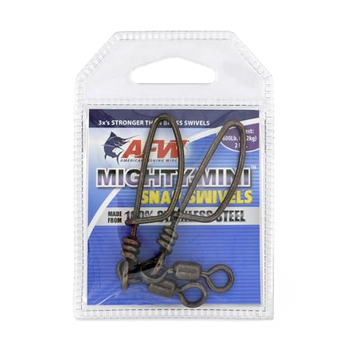 American Fishing Wire Fishing Swivels - Mighty Mini 100% Stainless Steel Snap Crane Swivels, 3X Stronger Than Brass, For Terminal Tackle Box, Up to 600lb Test - Fishing Gear for Fishing Line Leaders - style: Size #4/0, 600 Lb Test