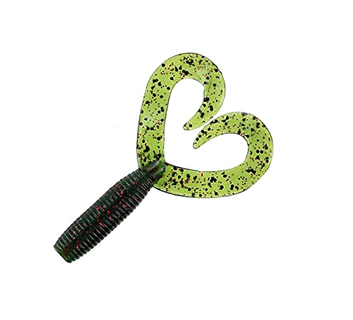 Yamamoto Custom Baits Double Tail Grub Soft Plastic Bait, 20-Pack, Bass Fishing Soft Plastic Lure, Multiple Sizes & Colors - color: WATERMELON W/ BLACK & RED FLAKE, size: 5"