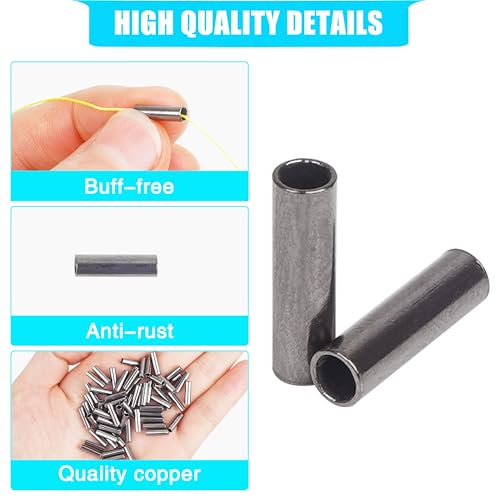 Fishing Wire Single Barrel Crimp Sleeves,100PCS Brass Copper Crimping Sleeve Tubes Fishing Wire Leader Rigging Fish Line Connector Tackle - size: Inside Dia 1.0mm - 100pcs