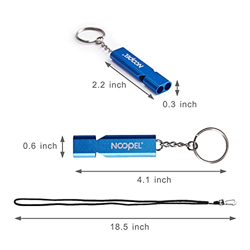 Noopel Emergency Whistles Lifeguard Safety Whistle with Lanyard and Keychain for Outdoor Camping Hiking Boating Backpacking Fishing Kayak Kids Rescue Signaling Loud Survival Whistle - color: 2 Pack Blue