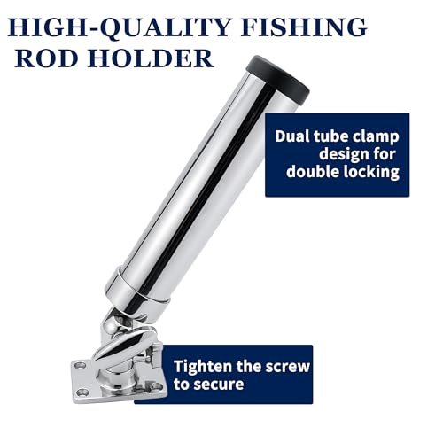 SHENGHUISS Fishing Rod Holder for Boat,360 Degree Stainless Steel Adjustable Fishing Pole Holder,Marine Grade Deck Mount/Rail Mount Rod Holder for Fishing Boat - style: Flat Mount