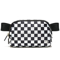 Pander Two Way Zipper Fanny Pack Nylon Everywhere Belt Bag for Women, Water Repellent Waist Packs, Crossbody Bags with Adjustable Strap (Checkered Black) - color: Checkered Black
