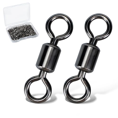 Fishing Swivels Rolling Barrel Swivels High Strength Stainless Steel Rolling Swivels Fishing Hook Line Connector Tackle Accessories - size: Size #10_31lb, Pack of 100