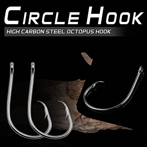 Inline Circle Hooks Saltwater, 100pcs Saltwater Fishing Hooks High Carbon Steel Fish Hook Straight Eye Octopus Hook for Catfish - size: 100PCS 4/0