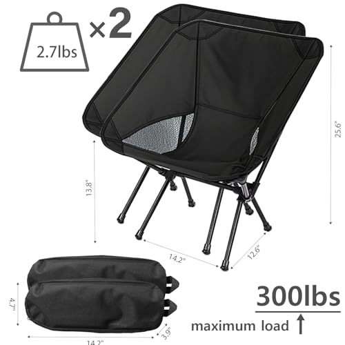 Wind Tour Portable Camping Chair Foldable Outdoor Chair for Hiking Camp Backpacking Lawn Beach Fishing Picnic with Carry Bag (Black-2) - color: Black-2