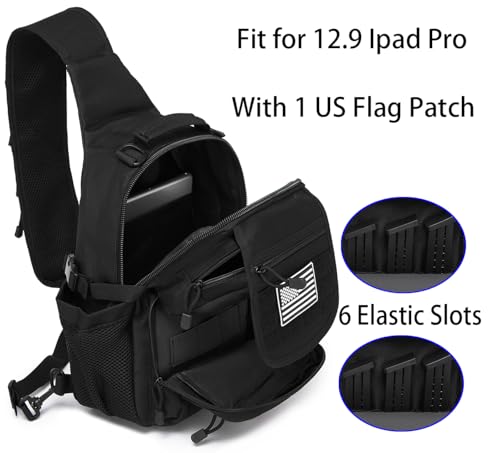 Tactical Sling Crossbody Bag Holster Shoulder Backpack 15L Water Bottle Holder Radio Pouch 6 Elastic Slots for Men Women Hiking Hunting Shooting - color: Pink