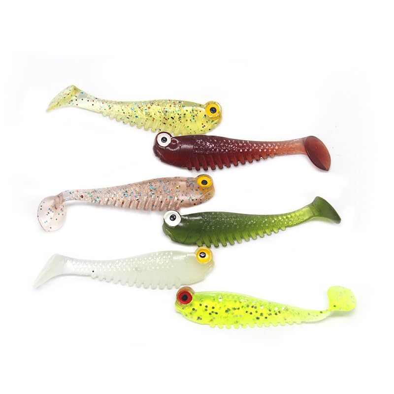 10Pcs Glow in The Dark Fishing Lures, Soft Plastic Swimbaits for Freshwater or Saltwater Use, Walleye Fishing Lures for Night Fishing Bass, Crappie, and Trout - color: Red-brown