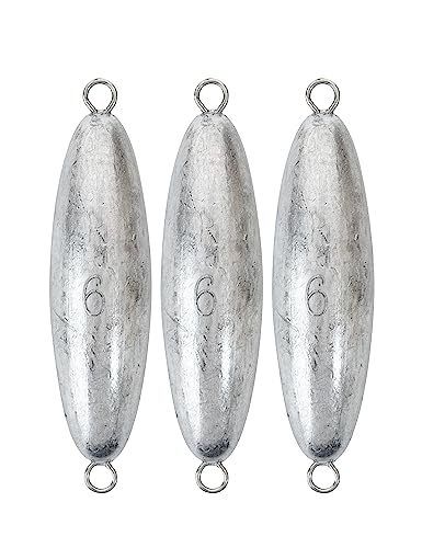 BLUEWING Torpedo Sinker Through Wire Fishing Weight Saltwater Bullet Lead Double Ringed 2oz-48oz - style: #04 6 Ounce, 3 Pack