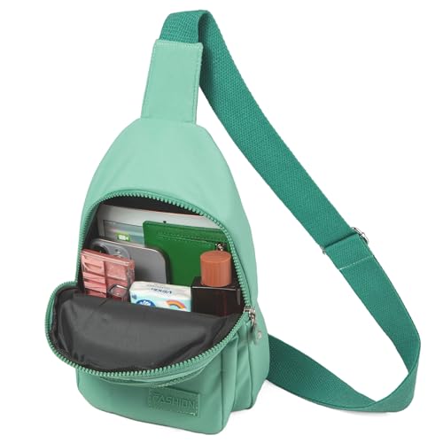 Banelu Small Sling Backpack Crossbody Bags for Women Men, Small Sling Bag Cross Body Bag Fanny Packs Crossbody Purses - Green - color: E Cyan