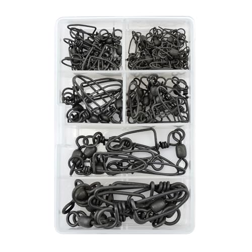 AFW Tackle Rigging Kits – Complete Saltwater Fishing Rigging Kit with Crimp Sleeves, Terminal Tackle, Storage Box, and Components for Fishing Leader Rigging & Lure Making Supplies - style: Brass Coastlock Snap Swivels Kit