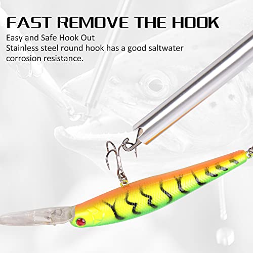 OROOTL Fishing Hook Remover Tool, Portable Easy Squeeze Out Fishing Hook Separator Extractor Aluminum Fish Dehooker Removal Puller for Saltwater Freshwater Fishing - color: Silver