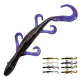 Wild Lizard Soft Plastic Lure, 5.5 Inch Scented Creature Bait for Bass Fishing, Active Legs & Tail, Dense Salt Body for Natural Sink, Ideal for Texas & Carolina Rig, 10-Pack - color: Junebug