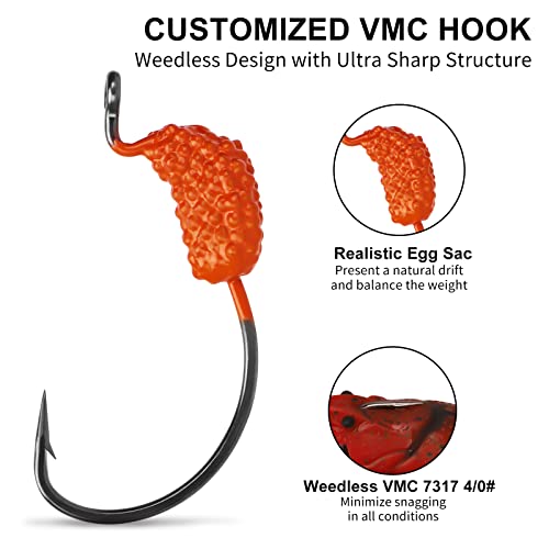TRUSCEND Duramax Pre-Rigged Fishing Lures with BKK Jig Hooks, 10X Tear-Resistant TPE Soft Swimbaits for Bass Striper Trout Crappie Walleye Grouper, Lifelike Fishing Baits for Saltwater and Freshwater - color: B2-2.5"-0.45oz