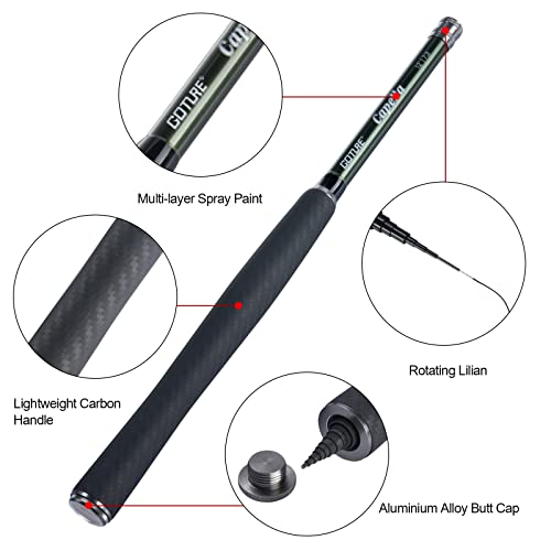 Goture 12ft Tenkara Rod Combo 24T 30T Carbon Fiber Backpacking Fly Fishing Kit with 30 Flies Tippet and Storage Bag - color: 12FT Fishing Rod with Carbon Handle - Tenkara I