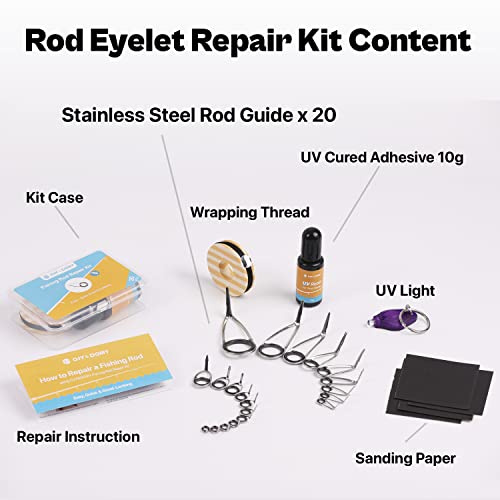OJYDOIIIY Fishing Rod Eyelet Repair Kit Complete, Emergency Quick-Fix Fishing Pole Eyes Replacement Kit with Stainless Steel Guides for Spinning/Casting Rod - color: Spinning