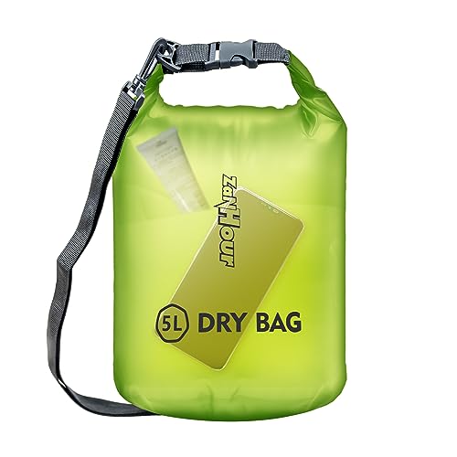Waterproof Dry Bag - Roll Top Transparent Storage Bag,2L/5L/10L/20L,Suitable for Traveling, Swimming, Kayaking, Camping, Fishing, Rainy Day Trips - color: Lemon Green, size: 5L