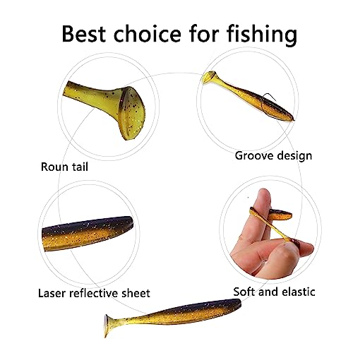 Paddle Tail Swimbaits,Soft Plastic Fishing Lures Swim Baits for Bass Fishing,30/50pcs with Box,Soft Plastic Swimbaits for Bass Trout Crappie Lures Kit for Saltwater Freshwater - color: C:3.54in/0.148oz-30pcs