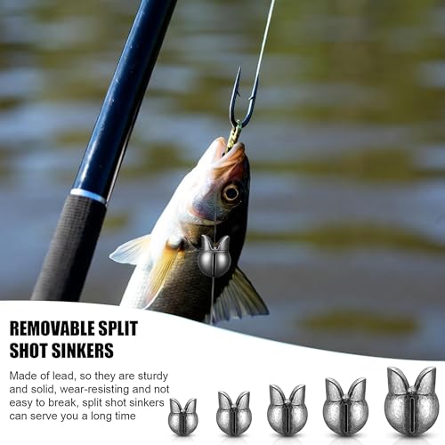 Removable Split Shot Fishing Weights & Sinkers 0.5g-2g Assorted Kit with Storage Box – Lead Sinkers for Drop Shot, Bass, Trout, Crappie, Freshwater & Saltwater Fishing