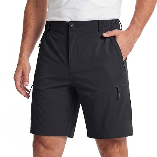 Mens Cargo Shorts - Lightweight Relaxed Fit - Tactical Work Shorts for Men,Stretch Quick Dry Fishing Hiking - color: Black, size: 36