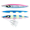 OCEAN CAT Slow Fall Fishing Luers Mental Lead Jigging Sea Baits Flat Hooks 5 Colors 5 Weights - color: Blue&Silver, size: 2 1/8oz(60g)
