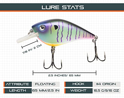 Sunrise Angler Hard baits | Crankbaits | Shallow Square Bill | Deep Diver | Lipless Fishing Lures for Bass, Trout Freshwater and Saltwater - color: Klash- Bluegill