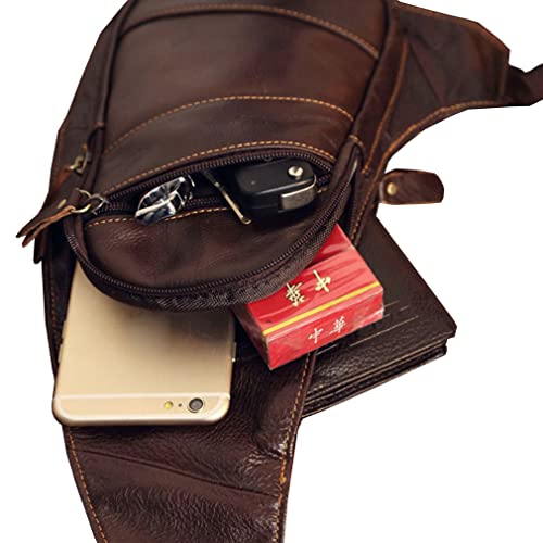Hebetag Leather Sling Bag Crossbody Backpack for Men Women Travel Outdoor Camping - color: #01coffee
