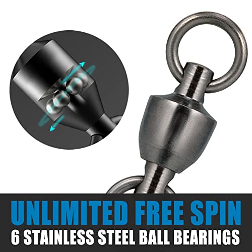 Dr.Fish Ball Bearing Fishing Swivels, Swivels Fishing Tackle Saltwater, Freshwater Stainless Heavy Duty Lure Leader Line Connector #4#6#8 - size: Mix of #4, #6, #8