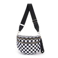 Crossbody Bags for Women, Spacious Nylon Belt Purse Fanny Packs, Crescent Oversized Checkered Bum Bag (Checkered - Black White) - color: Checkered - Black White