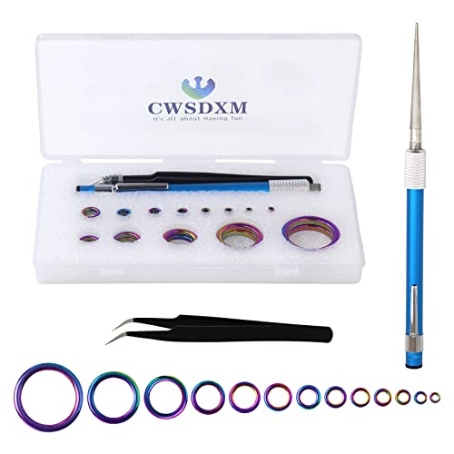Fish Rod Repair Kit 26PCS Fishing Pole Eyelet Repair 13 Size Pole Ceramic Guides Rings Replacement Kit with 1pcs Tweezers and 1pcs Serrated Stick Tools - color: Colorful