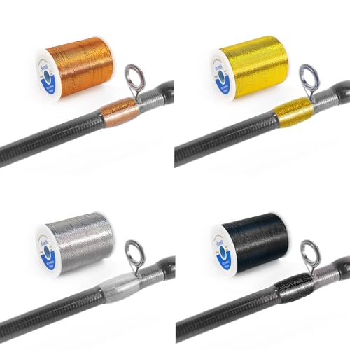 Aventik Fishing Rod Wrapping Thread for Guide Building 500D/100YDS 8PCS Nylon Thread Fishing Rod Repair Kit Fishing Rod Building Supplies - style: 8 Pack Rainbow Color Metallic Thread