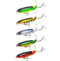 Popper Top Water Fishing Lure: Whopper Fishing Lures with Floating Rotating Tail Barb Treble Hooks Saltwater Freshwater for Bass - color: 5pcs 1